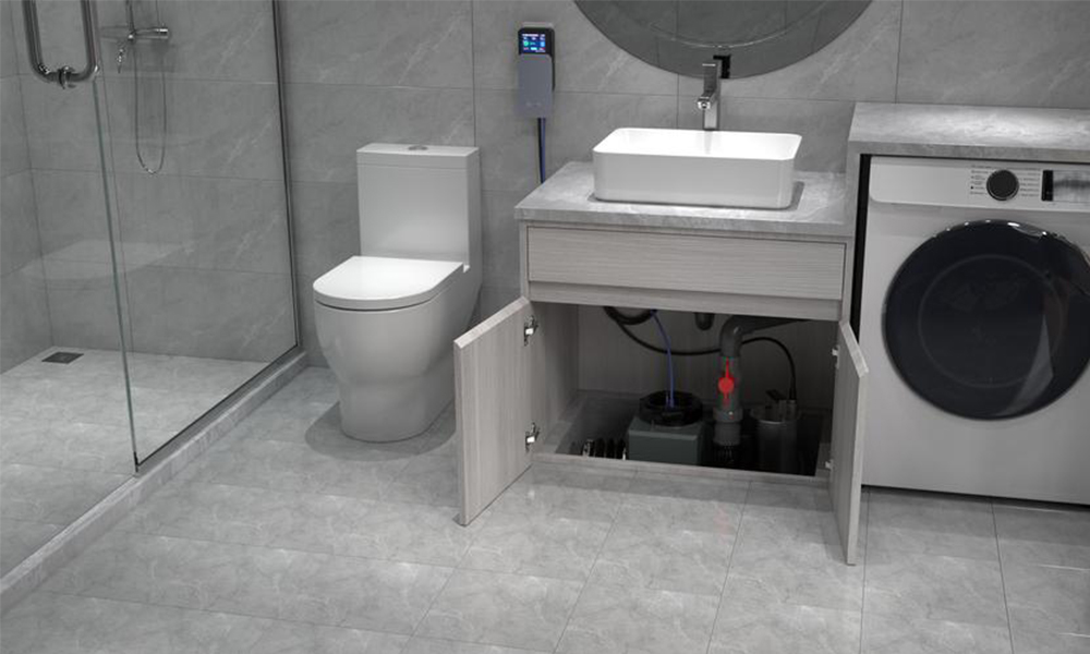 Pompe d'&eacute;jection des eaux us&eacute;es pour salle de bain sous-sol