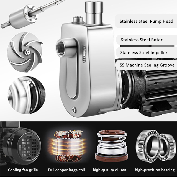Composants cl&eacute;s de la pompe auto-amor&ccedil;age