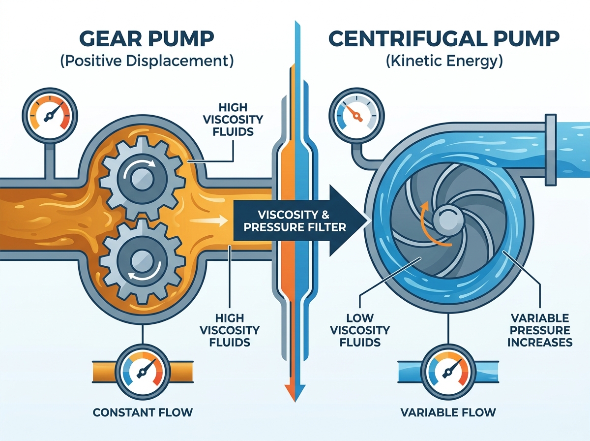 M&eacute;canisme de pompe &agrave; engrenages industriel compar&eacute; &agrave; la technologie centrifuge
