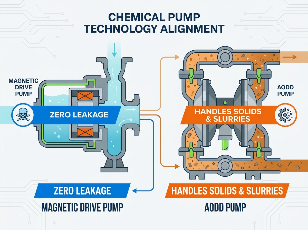 Pompe chimique manipulant des liquides corrosifs dans une installation industrielle